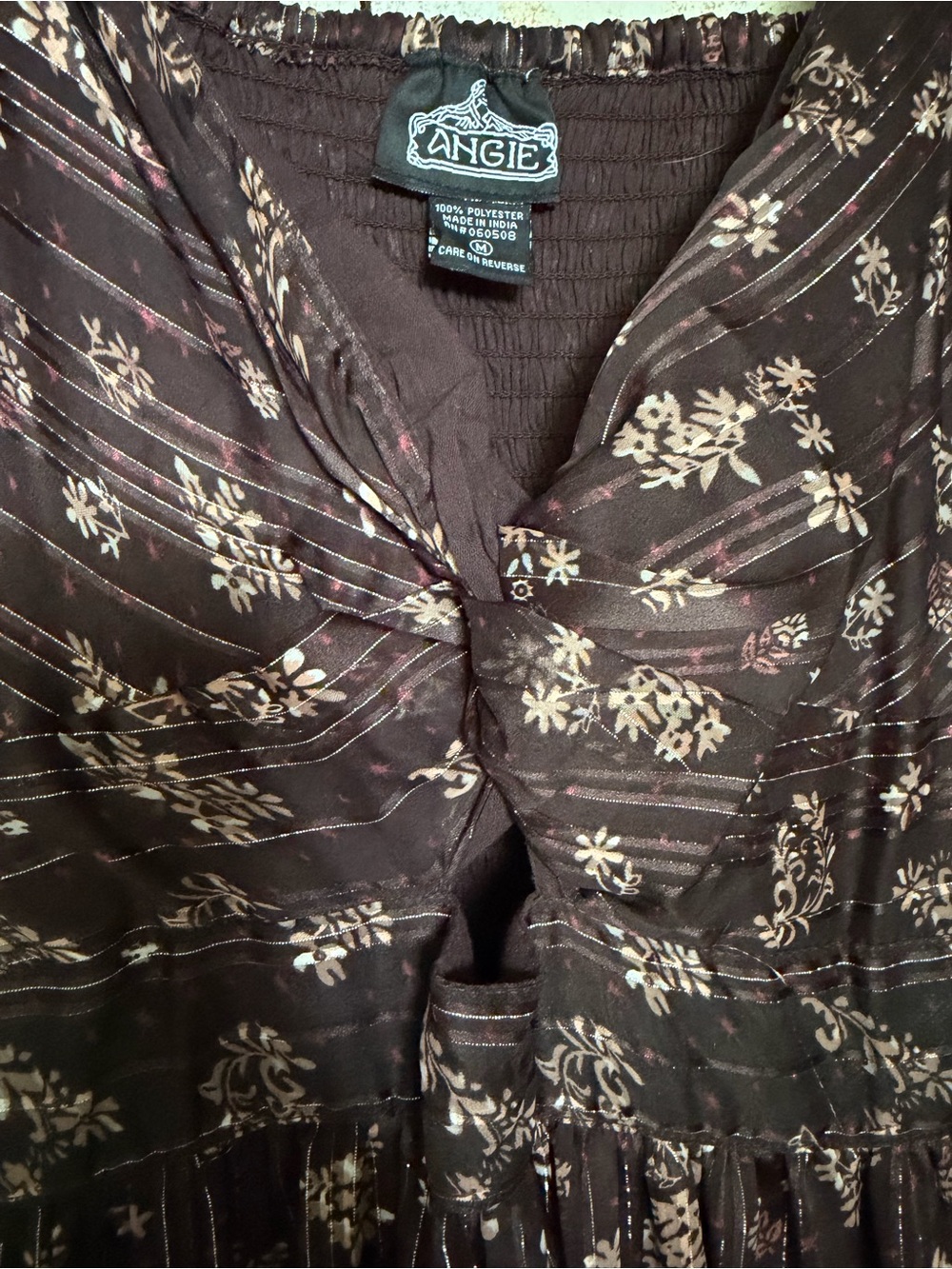 Angie Brown Floral Twist-Front Maxi Dress - Picture 9 of 9